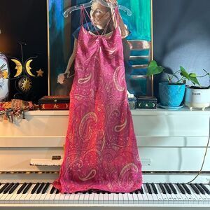 Jacob Pink Y2K Paisley Midi Dress 9/10